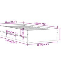 Bettgestell mit Schubladen Betongrau 90x190 cm Holzwerkstoff