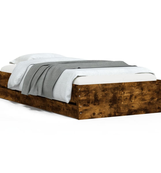 Bettgestell mit Schubladen Räuchereiche 90x190 cm Holzwerkstoff