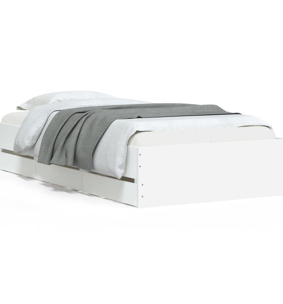 Bettgestell mit Schubladen Weiß 75x190 cm Holzwerkstoff