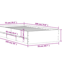 Bettgestell mit Schubladen Weiß 75x190 cm Holzwerkstoff