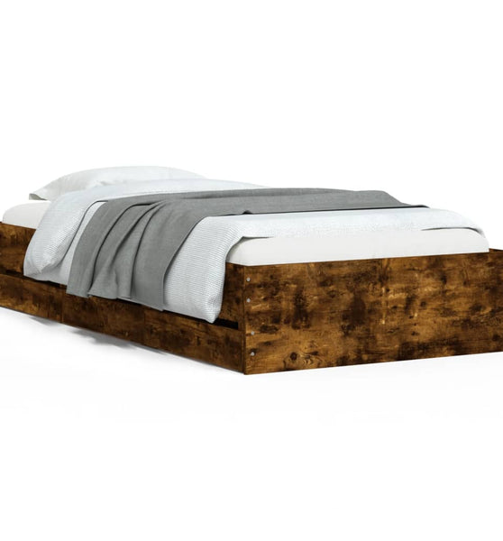 Bettgestell mit Schubladen Räuchereiche 75x190 cm Holzwerkstoff