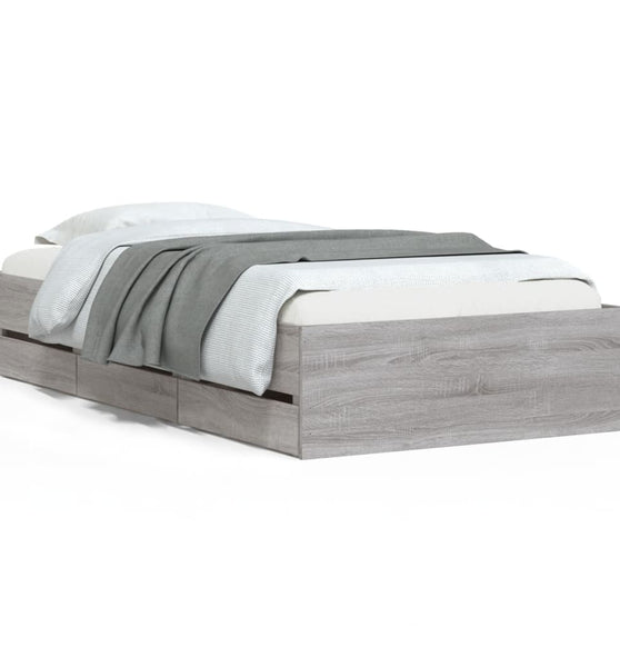 Bettgestell mit Schubladen Grau Sonoma 75x190 cm Holzwerkstoff