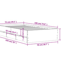 Bettgestell mit Schubladen Grau Sonoma 75x190 cm Holzwerkstoff