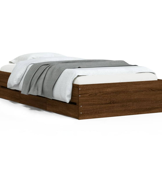 Bettgestell mit Schubladen Braun Eichen-Optik 75x190 cm