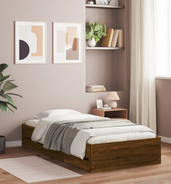 Bettgestell mit Schubladen Braun Eichen-Optik 75x190 cm