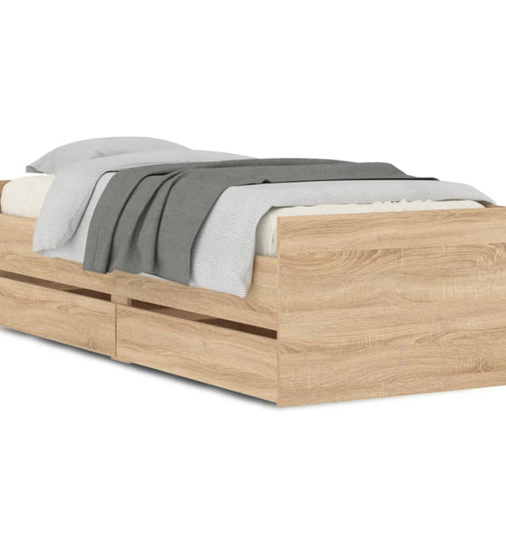 Bettgestell mit Schubladen Sonoma-Eiche 100x200 cm