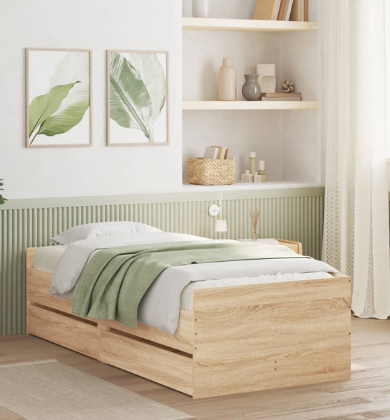Bettgestell mit Schubladen Sonoma-Eiche 100x200 cm