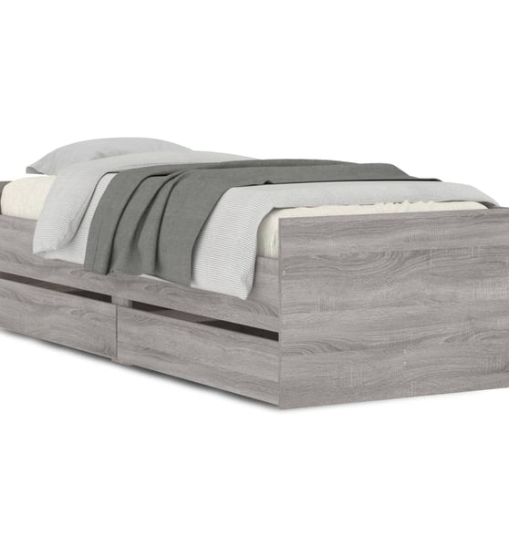 Bettgestell mit Schubladen Grau Sonoma 100x200 cm