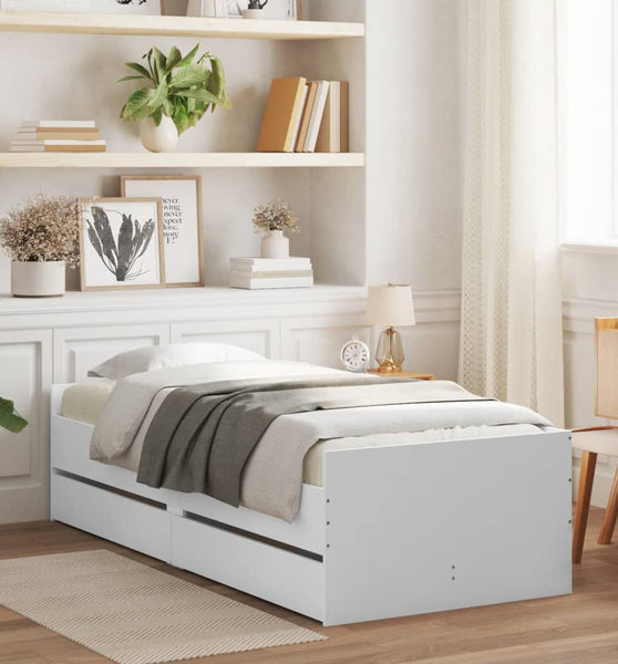Bettgestell mit Schubladen Weiß 90x200 cm