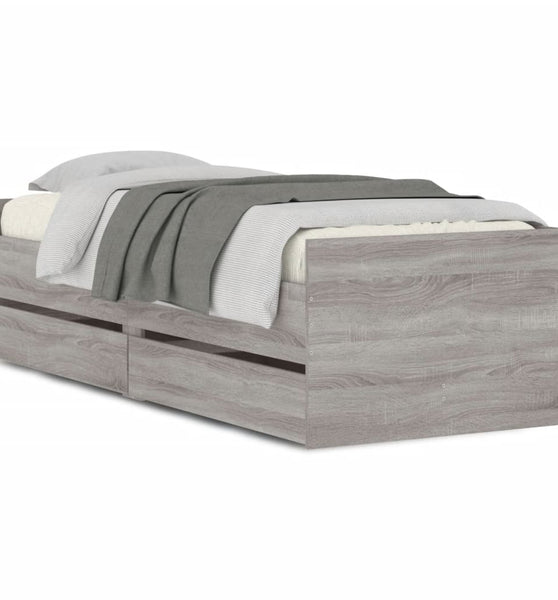 Bettgestell mit Schubladen Grau Sonoma 90x200 cm