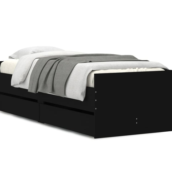 Bettgestell mit Schubladen Schwarz 90x190 cm