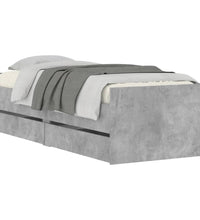 Bettgestell mit Schubladen Betongrau 90x190 cm