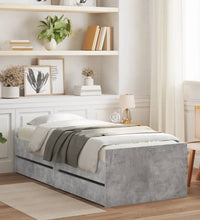 Bettgestell mit Schubladen Betongrau 90x190 cm