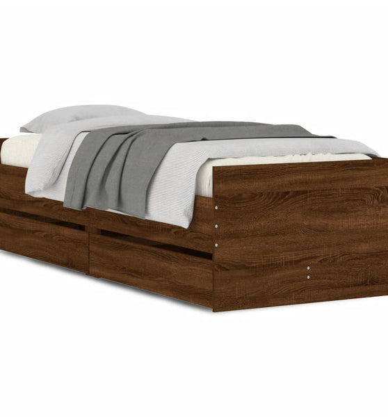 Bettgestell mit Schubladen Braun Eichen-Optik 90x190 cm