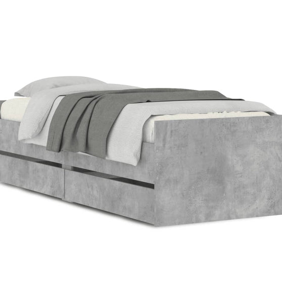 Bett mit Schubladen Betongrau 75x190 cm