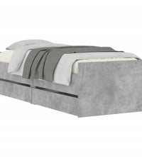 Bett mit Schubladen Betongrau 75x190 cm