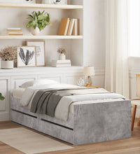 Bett mit Schubladen Betongrau 75x190 cm