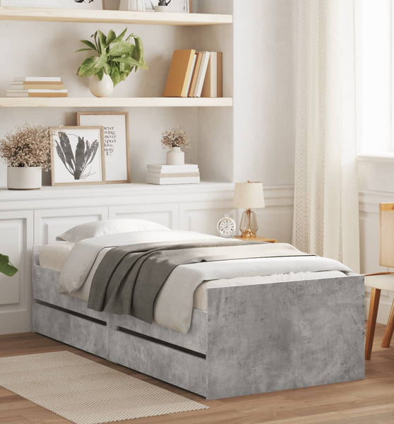 Bett mit Schubladen Betongrau 75x190 cm