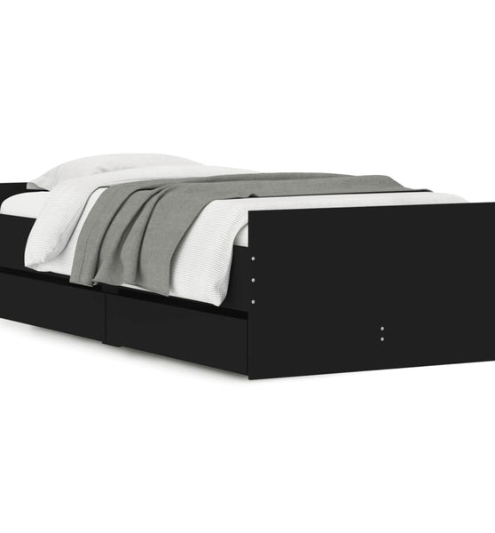 Bettgestell mit Schubladen Schwarz 100x200 cm