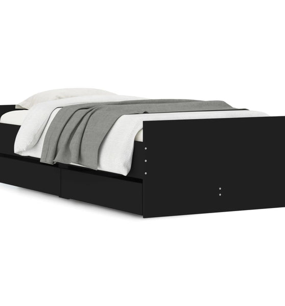 Bettgestell mit Schubladen Schwarz 90x200 cm