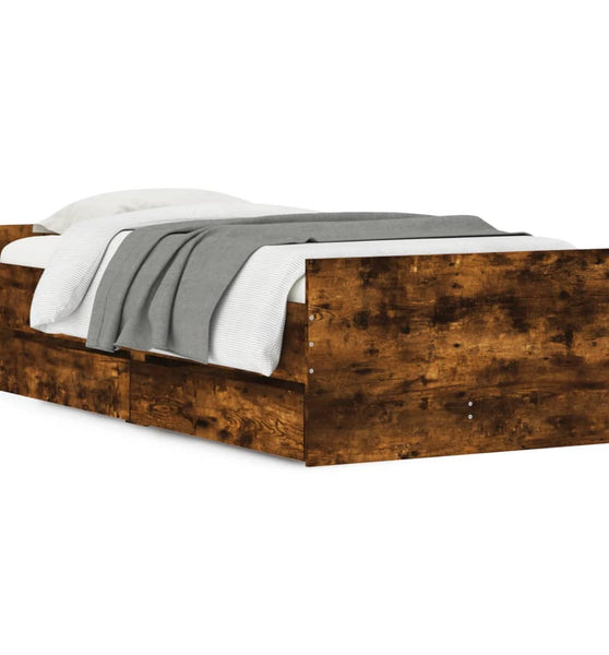 Bettgestell mit Schubladen Räuchereiche 90x200 cm