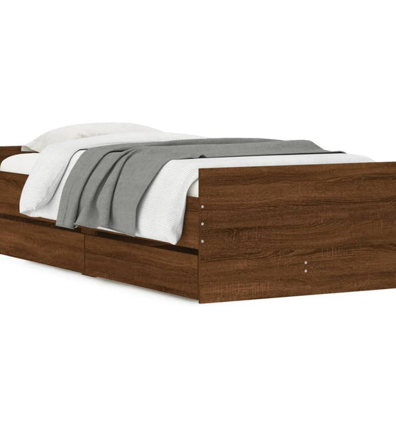Bettgestell mit Schubladen Braun Eichen-Optik 90x200 cm