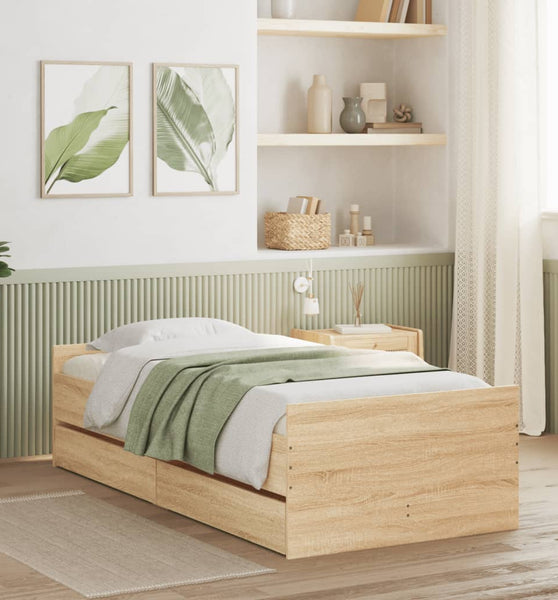 Bettgestell mit Schubladen Sonoma-Eiche 90x190 cm