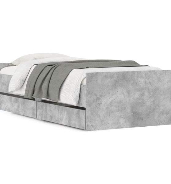 Bettgestell mit Schubladen Betongrau 90x190 cm
