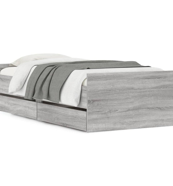 Bettgestell mit Schubladen Grau Sonoma 90x190 cm