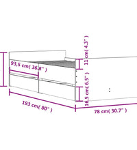 Bett mit Schubladen Sonoma-Eiche 75x190 cm