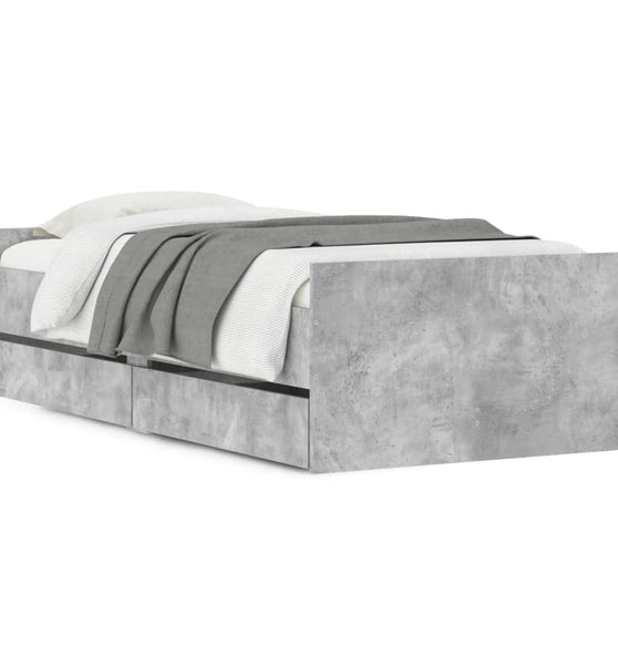 Bett mit Schubladen Betongrau 75x190 cm
