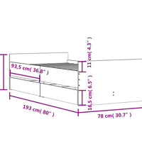 Bett mit Schubladen Betongrau 75x190 cm