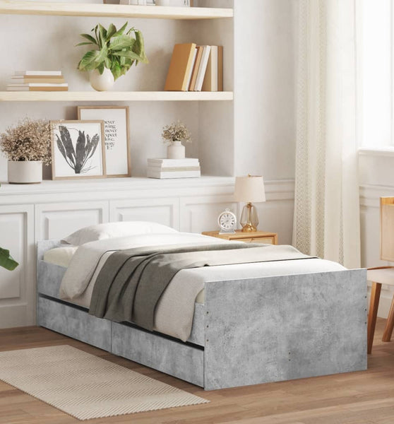 Bett mit Schubladen Betongrau 75x190 cm
