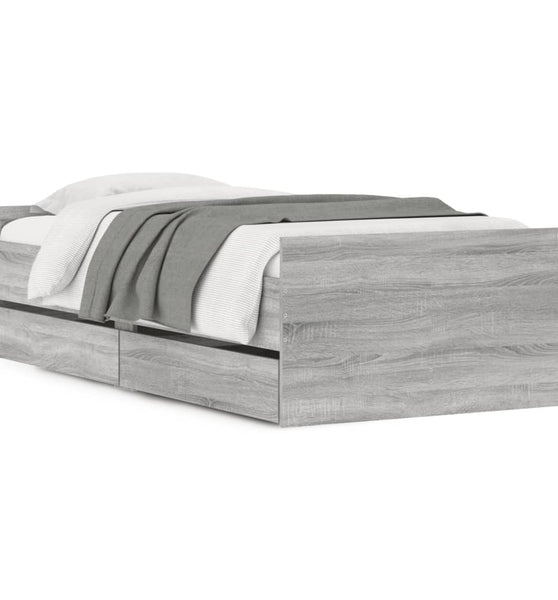 Bett mit Schubladen Grau Sonoma 75x190 cm