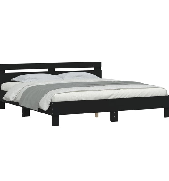 Bettgestell mit Kopfteil Schwarz 200x200 cm Holzwerkstoff