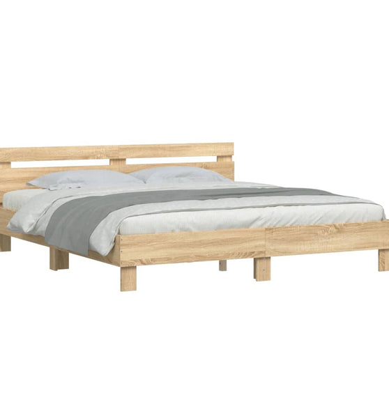 Bettgestell mit Kopfteil Sonoma-Eiche 200x200 cm Holzwerkstoff