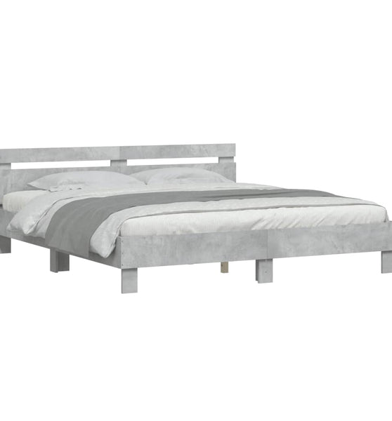 Bettgestell mit Kopfteil Betongrau 200x200 cm Holzwerkstoff