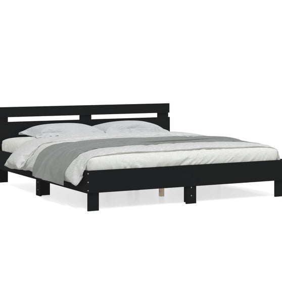 Bettgestell mit Kopfteil Schwarz 180x200 cm Holzwerkstoff