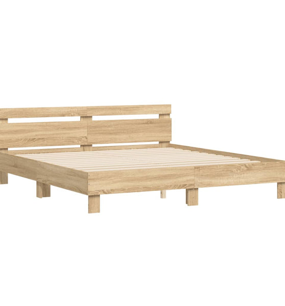 Bettgestell mit Kopfteil Sonoma-Eiche 180x200 cm Holzwerkstoff