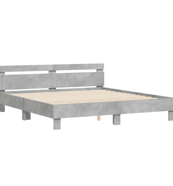 Bettgestell mit Kopfteil Betongrau 180x200 cm Holzwerkstoff
