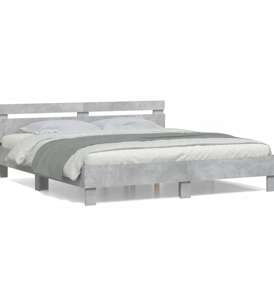 Bettgestell mit Kopfteil Betongrau 180x200 cm Holzwerkstoff