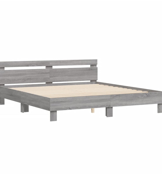 Bettgestell mit Kopfteil Grau Sonoma 180x200 cm Holzwerkstoff