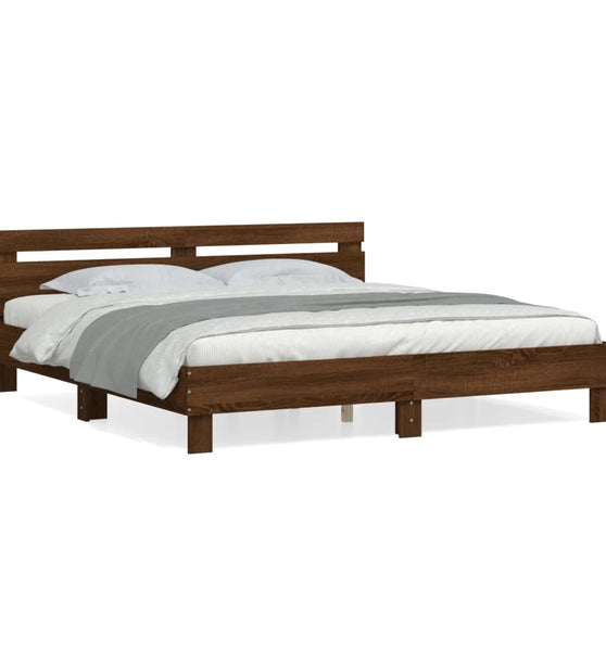 Bettgestell mit Kopfteil Braun Eichen-Optik 180x200 cm