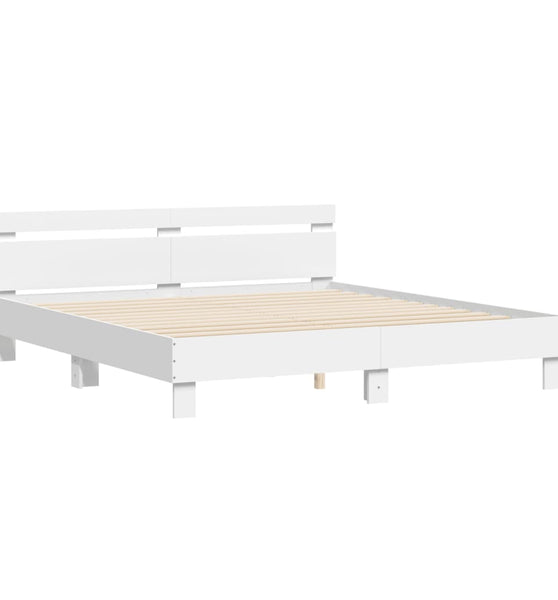 Bettgestell mit Kopfteil Weiß 160x200 cm Holzwerkstoff