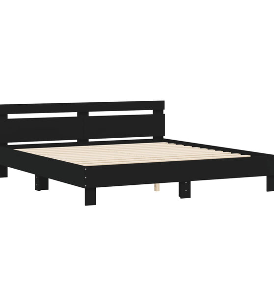 Bettgestell mit Kopfteil Schwarz 160x200 cm Holzwerkstoff