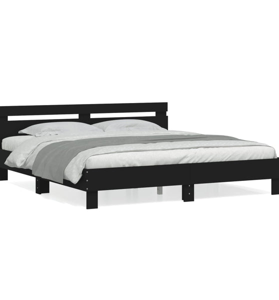 Bettgestell mit Kopfteil Schwarz 160x200 cm Holzwerkstoff