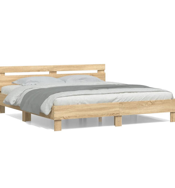 Bettgestell mit Kopfteil Sonoma-Eiche 160x200 cm Holzwerkstoff