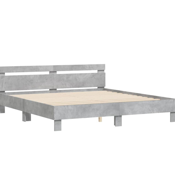 Bettgestell mit Kopfteil Betongrau 160x200 cm Holzwerkstoff