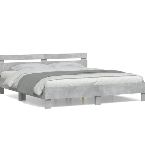 Bettgestell mit Kopfteil Betongrau 160x200 cm Holzwerkstoff