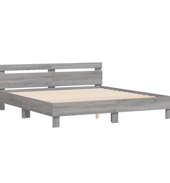 Bettgestell mit Kopfteil Grau Sonoma 160x200 cm Holzwerkstoff
